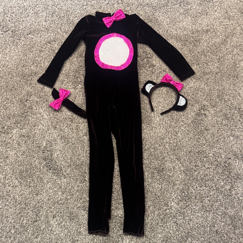 Brown and Hot Pink Girl's Monkey Costume with Sparkle Accents